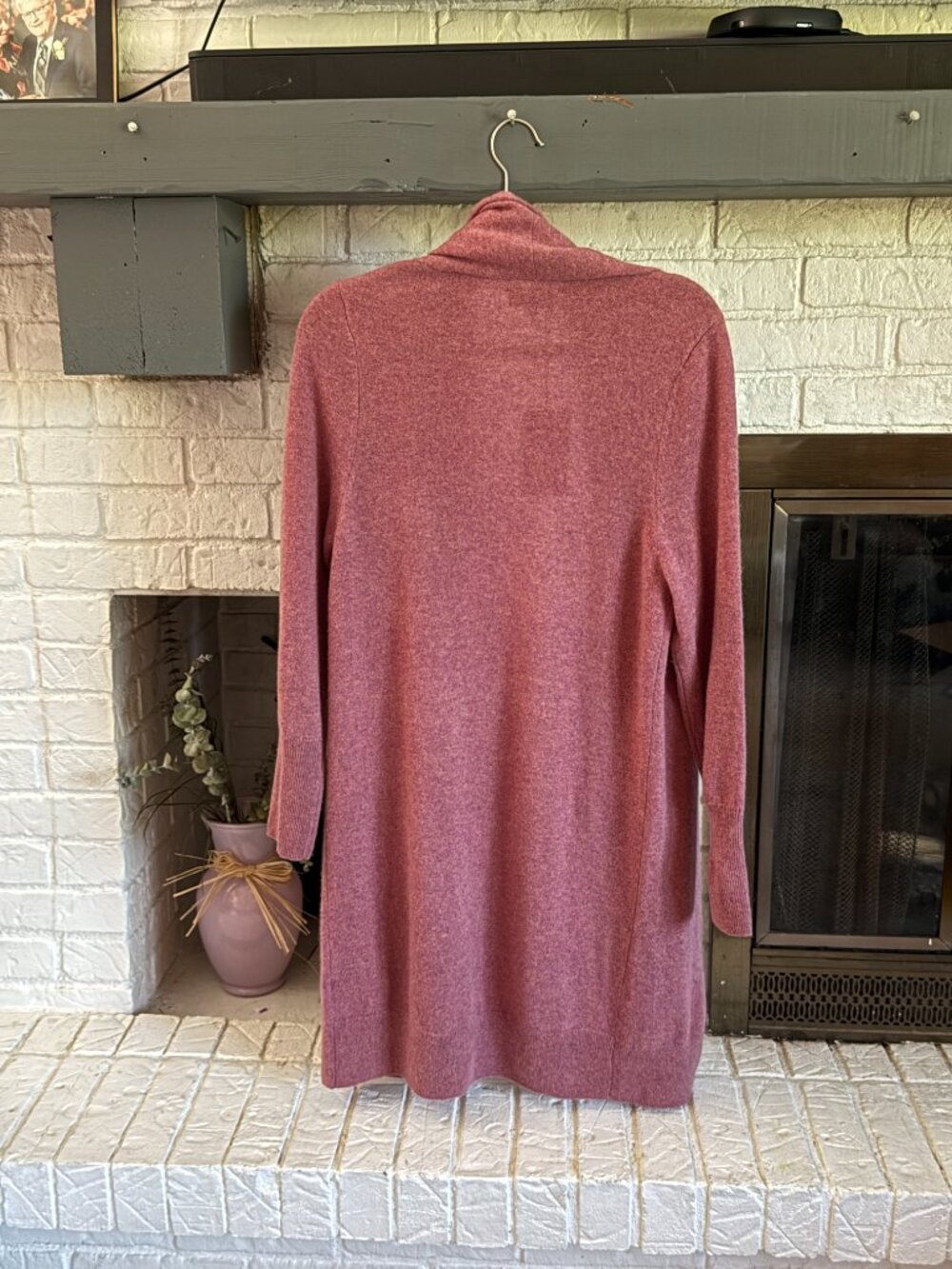 Quince 100% Mongolian Cashmere Duster Cardigan Sweater M NWT Heather Rose Pink - Picture 7 of 7